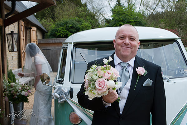 Bride and Groom with VW Camper Van